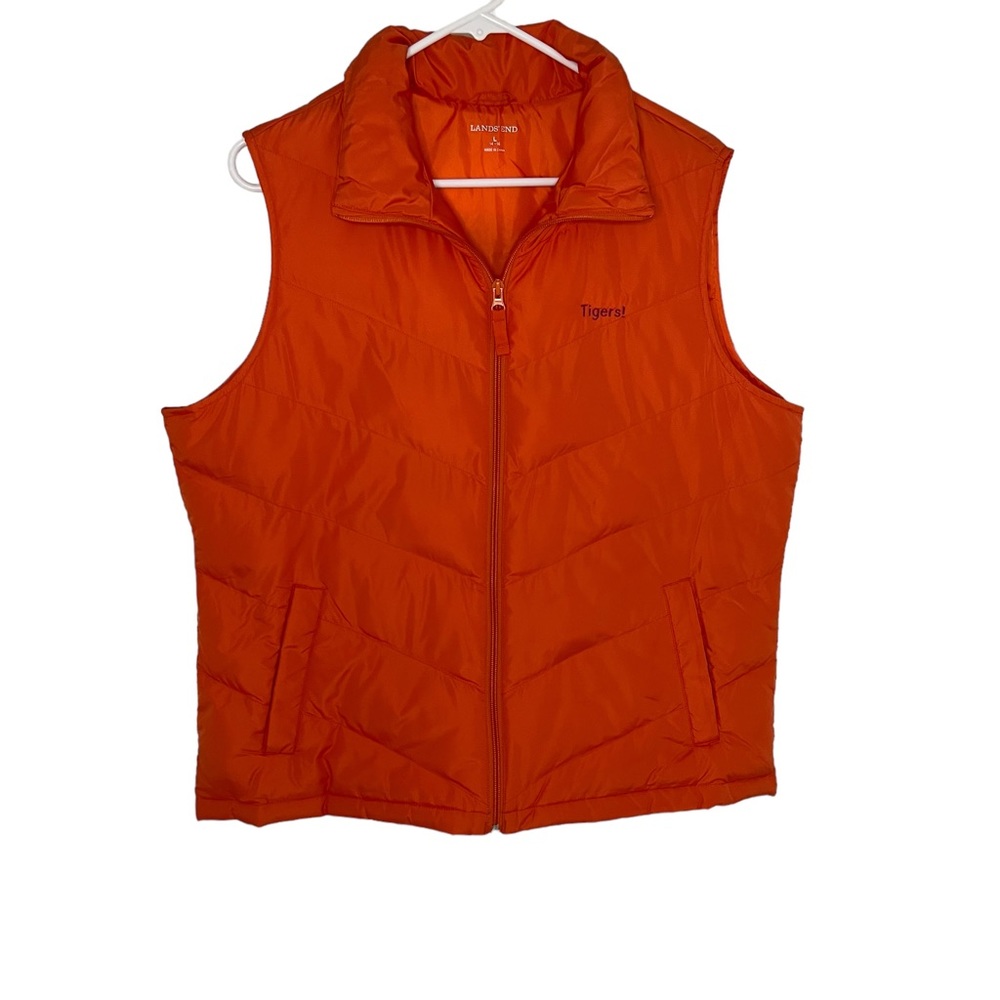 NWOT Women’s Lands’ End Orange Down Puffer Vest with Pockets Size Large